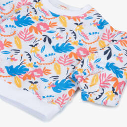 Catimini-Girls White & Colourful Floral Print Sweatshirt | Childrensalon