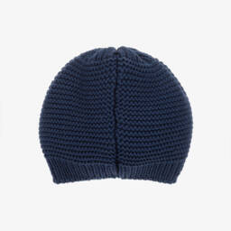 Catya-Girls Blue Floral Merino Wool Knit Hat | Childrensalon