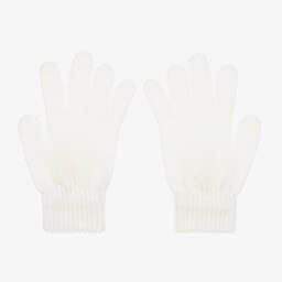 Catya-Girls Ivory Wool Knit Pom-Pom Gloves | Childrensalon