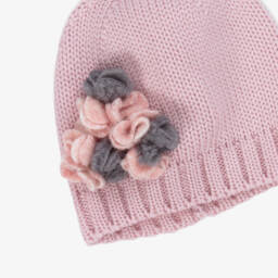 Catya-Girls Pink Floral Merino Wool Knit Hat | Childrensalon