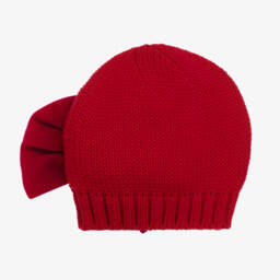 Catya-Girls Red Wool Knit Bow Hat | Childrensalon