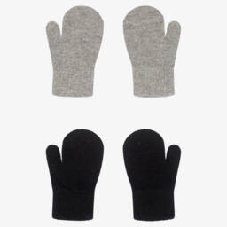 CeLaVi-Grey & Black Knitted Mittens (2 Pack) | Childrensalon