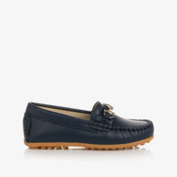 Children's Classics-Boys Blue Leather Moccasins | Childrensalon
