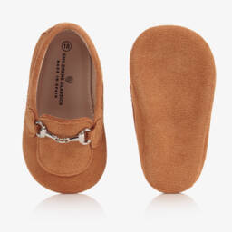 Children's Classics-Brown Suede Leather Pre-Walker Shoes | Childrensalon