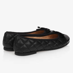 Children's Classics-Girls Black Leather Ballerina Shoes | Childrensalon