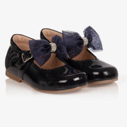 Children's Classics Girls Blue Patent Bow Shoes Childrensalon