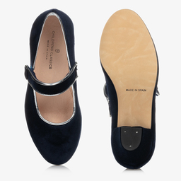 Children's Classics-Синие бархатные туфли для девочек | Childrensalon