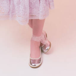Children's Classics-Girls Silver Leather Ballerina Shoes | Childrensalon