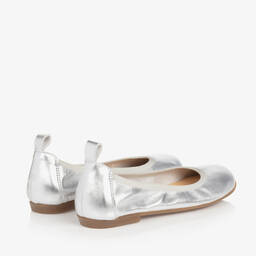 Children's Classics-Girls Silver Leather Ballerina Shoes | Childrensalon