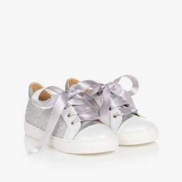 Children's Classics-Girls Silver Sequin Leather Trainers | Childrensalon