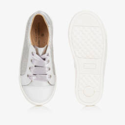 Children's Classics-Girls Silver Sequin Leather Trainers | Childrensalon