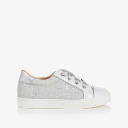 Children's Classics-Girls Silver Sequin Leather Trainers | Childrensalon