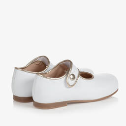 Children's Classics-Girls White & Gold Shoes | Childrensalon