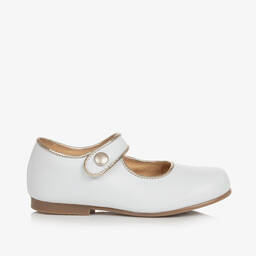 Children's Classics-Girls White & Gold Shoes | Childrensalon