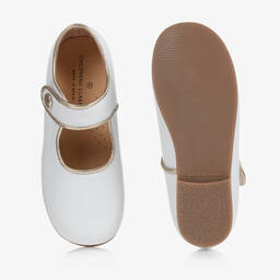 Children's Classics-Girls White & Gold Shoes | Childrensalon