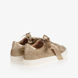 Children's Classics-Gold Glitter Leather Trainers | Childrensalon