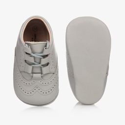 Children's Classics-Grey Leather Pre-Walker Shoes | Childrensalon