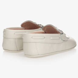 Children's Classics-Ivory Leather Pre-Walker Shoes With Metal Snaffle | Childrensalon