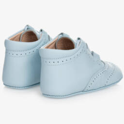 Children's Classics-Light Blue Leather Pre-Walker Shoes | Childrensalon