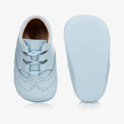 Children's Classics-Light Blue Leather Pre-Walker Shoes | Childrensalon