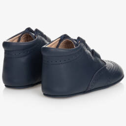 Children's Classics-Navy Blue Leather Pre-Walker Shoes | Childrensalon