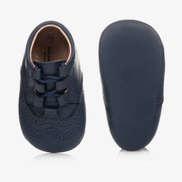 Children's Classics-Navy Blue Leather Pre-Walker Shoes | Childrensalon