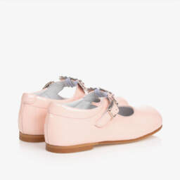 Children's Classics-Pink Patent Leather With Floral Strap Shoes | Childrensalon