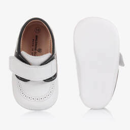 Children's Classics-White Leather Pre-Walker Deck Shoes | Childrensalon