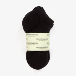 Childrensalon Essentials-Black Cotton Trainer Socks (5 Pack) | Childrensalon