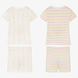 Childrensalon Essentials-Girls Ivory Organic Cotton Pyjamas (2 Pack) | Childrensalon