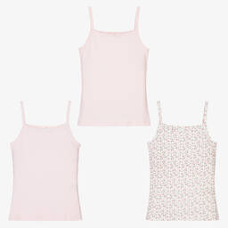 Childrensalon Essentials-Girls Pink Organic Cotton Vests (3 Pack) | Childrensalon