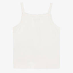 Childrensalon Essentials-Girls White Organic Cotton Vests with Picot Trim (3 Pack) | Childrensalon