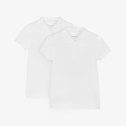 Childrensalon Essentials-توب بولو قطن عضوي لون أبيض للبنات (عدد 2) | Childrensalon