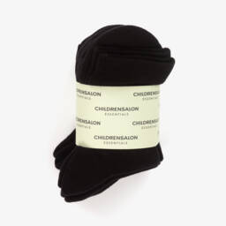 Childrensalon Essentials-Knitted Black Cotton Socks (5 Pack) | Childrensalon