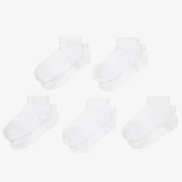 Childrensalon Essentials-White Cotton Trainer Socks (5 Pack) | Childrensalon