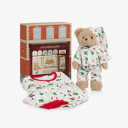 Childrensalon Hampers-سلة هامبرز بيجاما قطن جيرسي لون عاجي وأحمر | Childrensalon