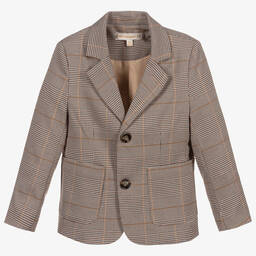 Childrensalon Occasions-Boys Brown Dogstooth Check Jacket | Childrensalon