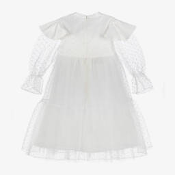 Childrensalon Occasions-Girls White Organza Bow Dress | Childrensalon