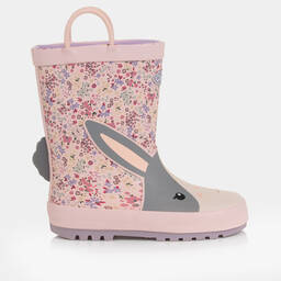 Chipmunks-Girls Pink Floral Bunny Rain Boots | Childrensalon