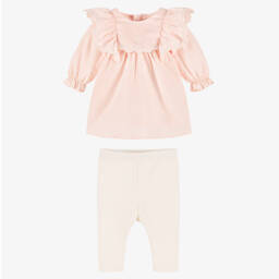 Chloé-Baby Girls Pink Cotton Dress & Leggings Set | Childrensalon