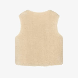 Chloé-Girls Beige Sherpa Fleece & Faux Leather Trim Gilet | Childrensalon