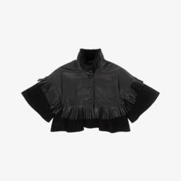 Chloé-Girls Black Leather & Suede Jacket | Childrensalon