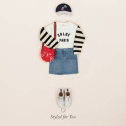 Chloé-Girls Blue Denim Skirt | Childrensalon