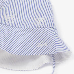 Chloé-Girls Blue Striped Cotton Sun Hat | Childrensalon