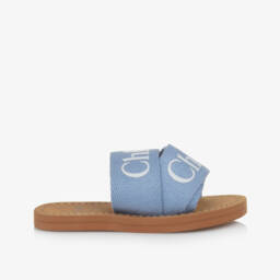 Chloé-Girls Blue Webbed Logo Sliders | Childrensalon