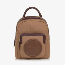 Chloé-Girls Brown & Burgundy Horse Medal Mini Backpack (26cm) | Childrensalon