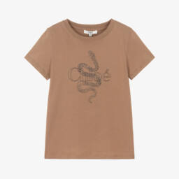 Chloé-Girls Beige Cotton & Wool Logo Roll Neck Sweater | Childrensalon