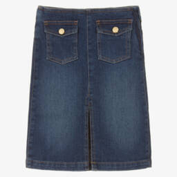 Chloé-Girls Dark Blue Denim Midi Skirt | Childrensalon