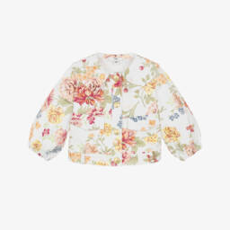 Girls Floral-Patterned Denim Jacket