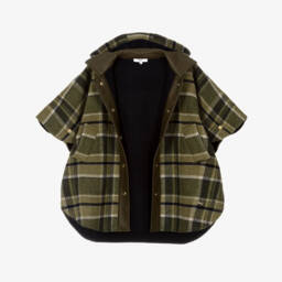 Chloé-Girls Green Plaid Hooded Cape | Childrensalon